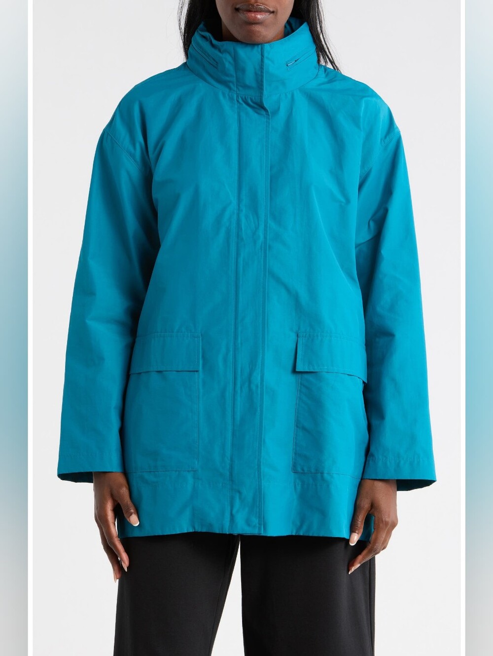Eileen Fisher Water Resistant Hooded Longline Coat